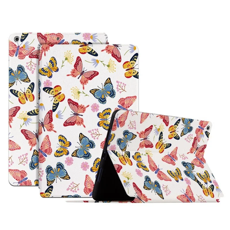 For iPad 10.2 (2021) / (2020) / (2019) Shockproof Case Folio Flip Cover Butterfly Printed Tablet Case with Stand - Colorful Butterfly