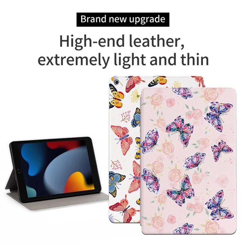 For iPad 10.2 (2021) / (2020) / (2019) Shockproof Case Folio Flip Cover Butterfly Printed Tablet Case with Stand - Colorful Butterfly