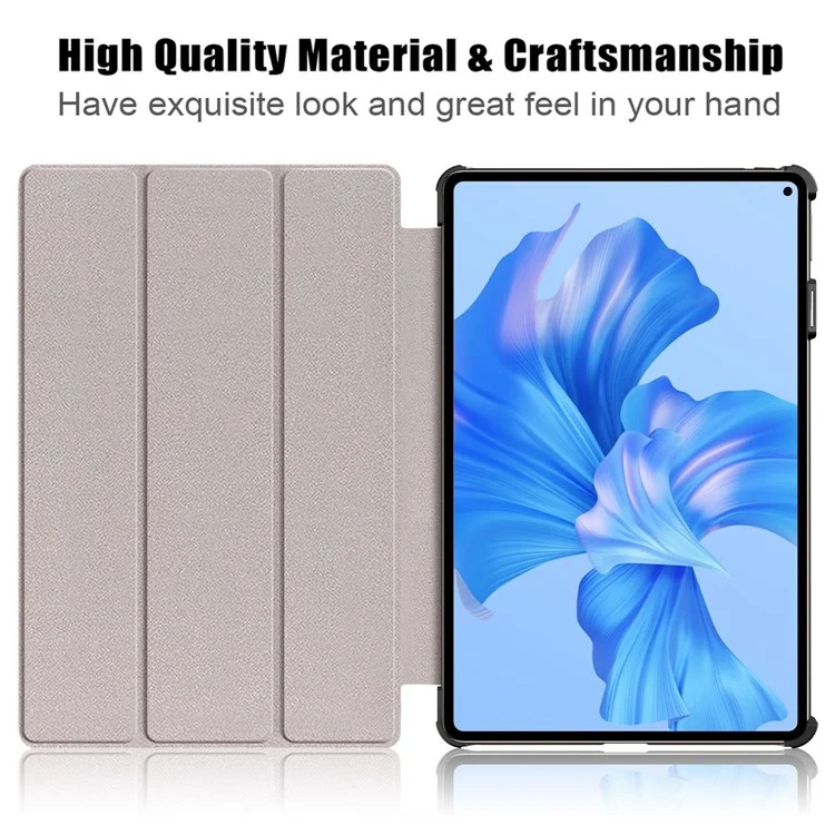 Para Huawei Matepad Pro 11 (2022) Caso de Proteção PU Couro Sólido Folio Flip Capa Tri-fold Stand Protetor / Dorme - Preto
