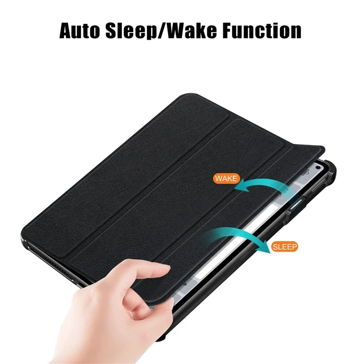 Para Huawei Matepad Pro 11 (2022) Caso de Proteção PU Couro Sólido Folio Flip Capa Tri-fold Stand Protetor / Dorme - Preto