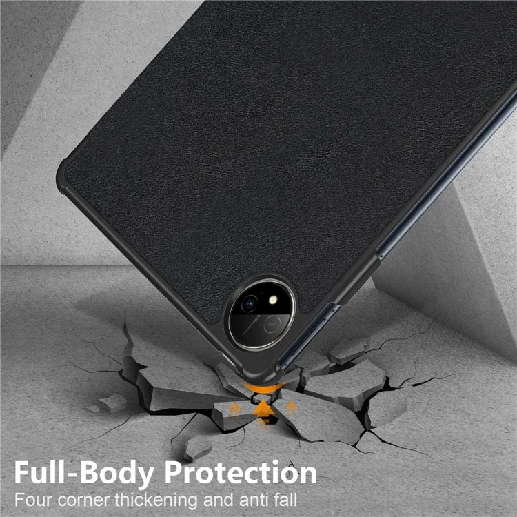 Para Huawei Matepad Pro 11 (2022) Caso de Proteção PU Couro Sólido Folio Flip Capa Tri-fold Stand Protetor / Dorme - Preto