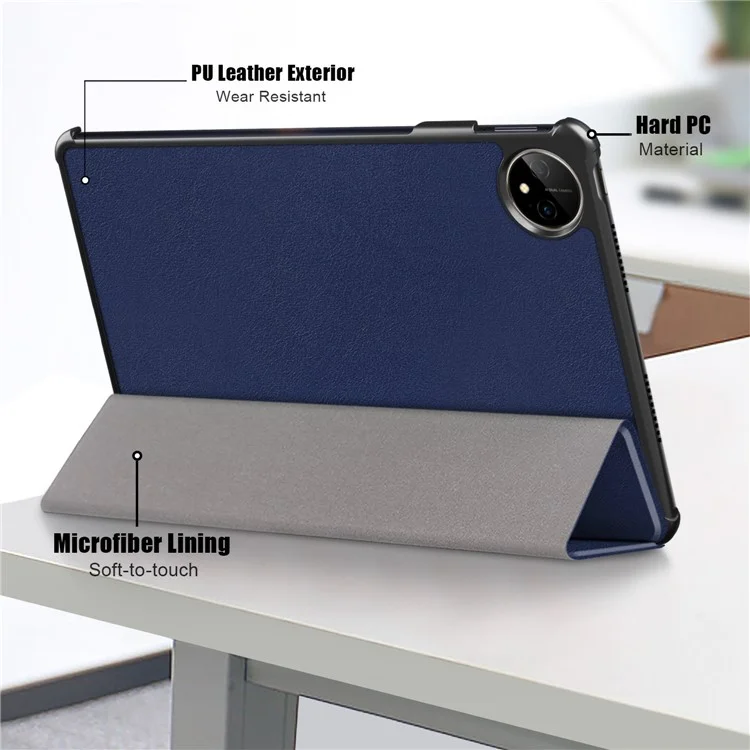 Per Huawei Matepad Pro 11 (2022) Custodia Protettiva PU Leather Cover Follio Cover Flip Cover Tri-fold State Tablet Protector Con Auto Wake / Dormire - Blu Scuro