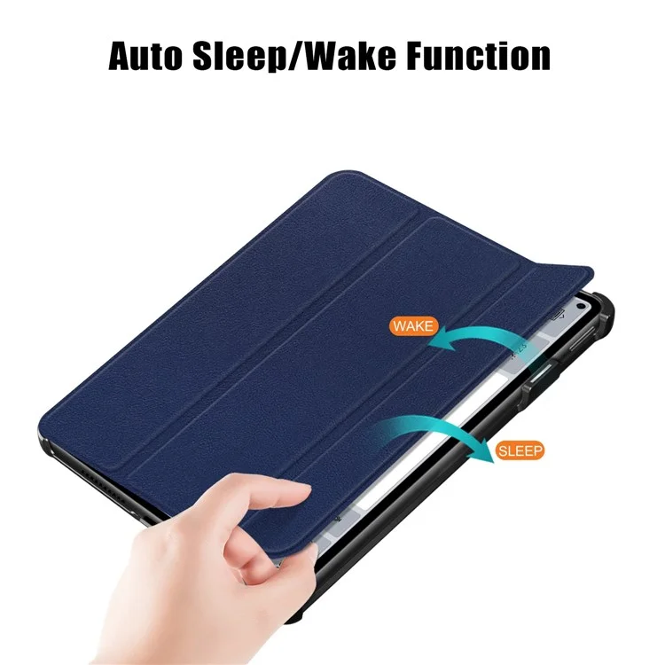 Per Huawei Matepad Pro 11 (2022) Custodia Protettiva PU Leather Cover Follio Cover Flip Cover Tri-fold State Tablet Protector Con Auto Wake / Dormire - Blu Scuro
