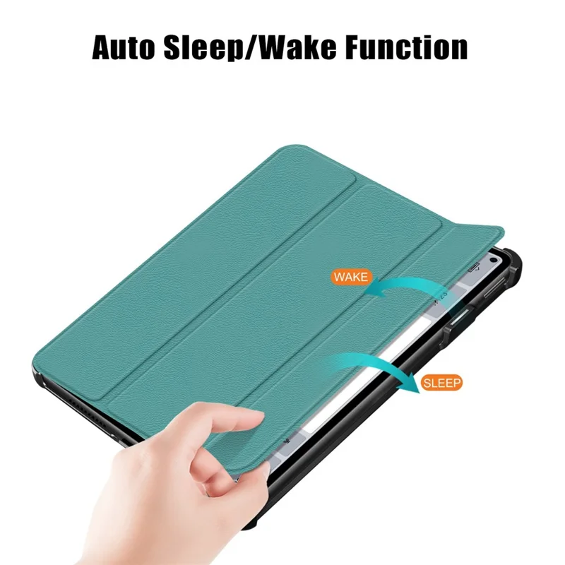 For Huawei MatePad Pro 11 (2022) Protective Case PU Leather Solid Color Folio Flip Cover Tri-fold Stand Tablet Protector with Auto Wake  /  Sleep - Blackish Green