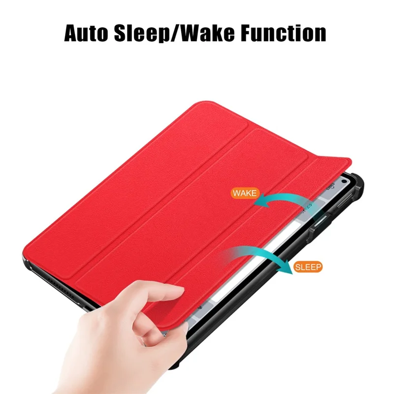 For Huawei MatePad Pro 11 (2022) Protective Case PU Leather Solid Color Folio Flip Cover Tri-fold Stand Tablet Protector with Auto Wake  /  Sleep - Red