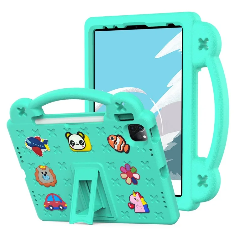 Pour iPad Pro 11 (2022) / (2021) / (2020) / (2018) / iPad Air (2022) / (2020) Grip en main EVA Case Étui de protection antichoc avec support - Vert