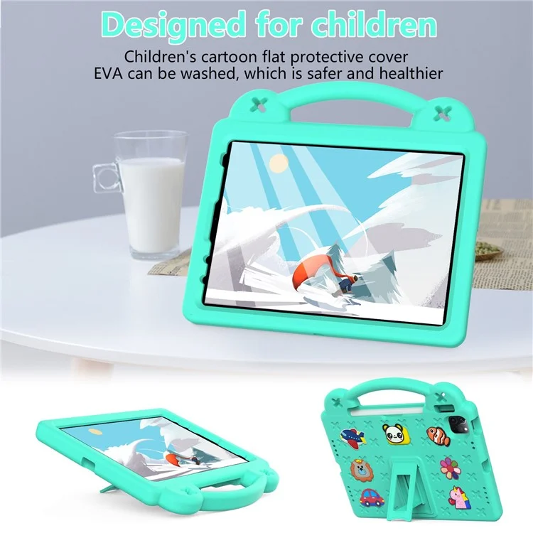 Pour iPad Pro 11 (2022) / (2021) / (2020) / (2018) / iPad Air (2022) / (2020) Grip en main EVA Case Étui de protection antichoc avec support - Vert