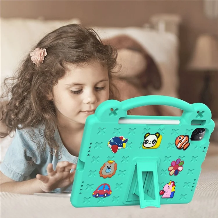 Pour iPad Pro 11 (2022) / (2021) / (2020) / (2018) / iPad Air (2022) / (2020) Grip en main EVA Case Étui de protection antichoc avec support - Vert