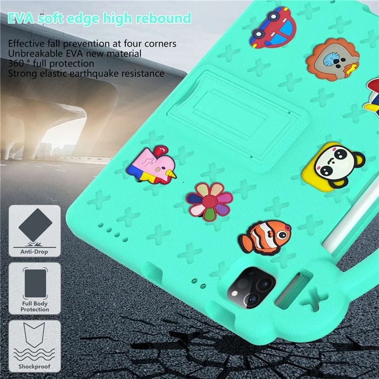 Pour iPad Pro 11 (2022) / (2021) / (2020) / (2018) / iPad Air (2022) / (2020) Grip en main EVA Case Étui de protection antichoc avec support - Vert