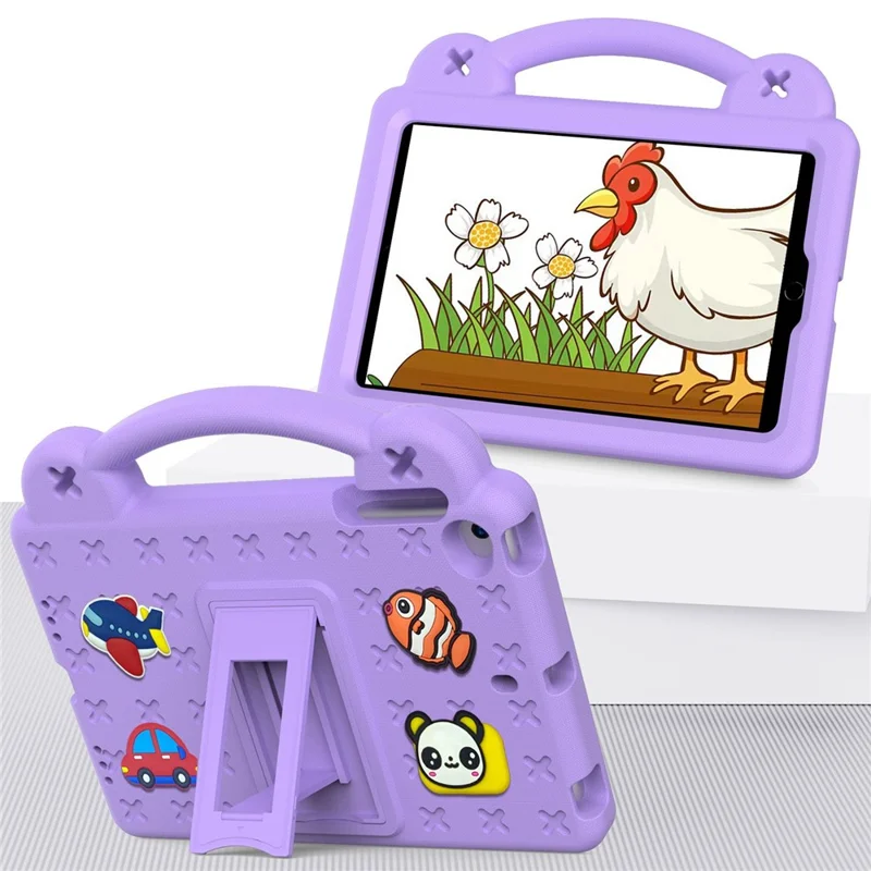 For iPad mini (2019) 7.9 inch / iPad mini 4 / 3 / 2 / 1 Drop-proof Tablet Case Kickstand Hand Grip Anti-scratch Protective Cover - Purple