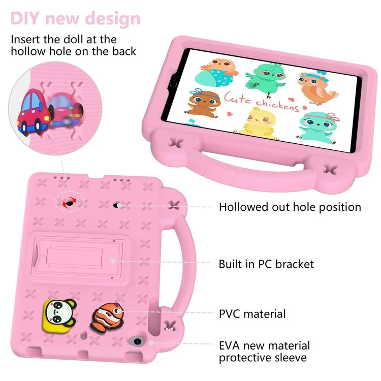 Para iPad mini (2019) 7,9 polegadas / iPad mini 4 / 3 / 2 / 1 Capa resistente a choques para tablet Suporte de mão Capa protetora resistente a arranhões - Rosa