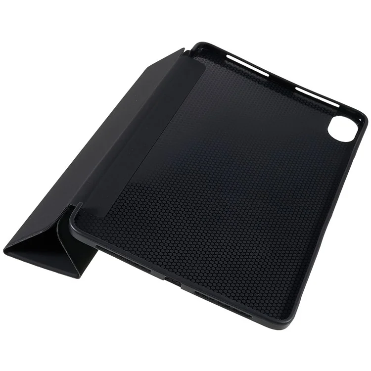 For Honor Pad 8 Schutzhülle Stoßfest PU-Leder-Cover mit Dreifach-Ständer Inneres Wabenmuster Wärmeableitung TPU-Tablet-Hülle - Schwarz