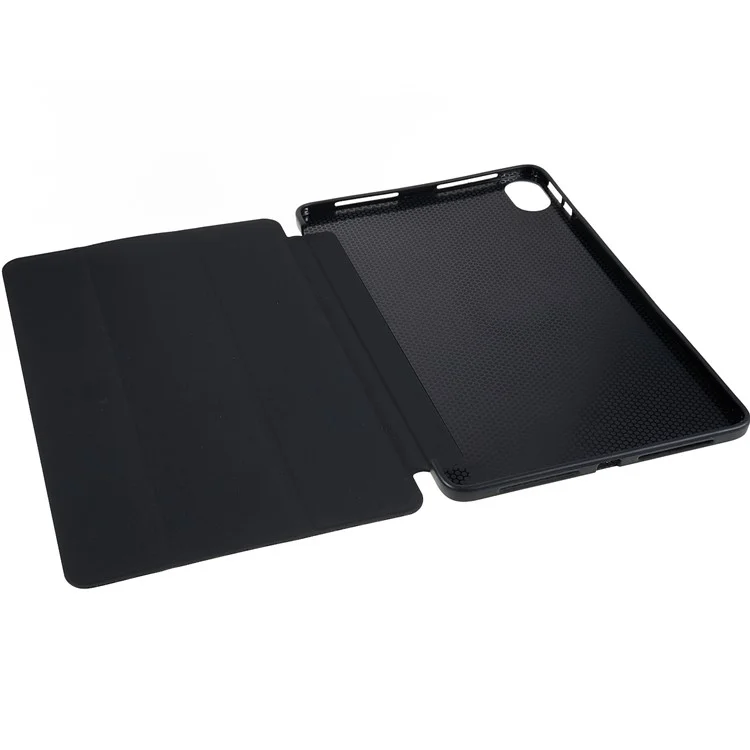 For Honor Pad 8 Schutzhülle Stoßfest PU-Leder-Cover mit Dreifach-Ständer Inneres Wabenmuster Wärmeableitung TPU-Tablet-Hülle - Schwarz