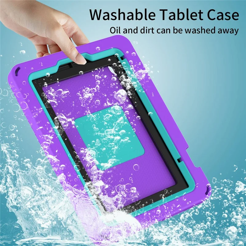 For iPad mini (2024) / mini (2021) Portable EVA Case with Shoulder Strap / Waterproof Screen Protector Shockproof Tablet Kickstand Case - Purple