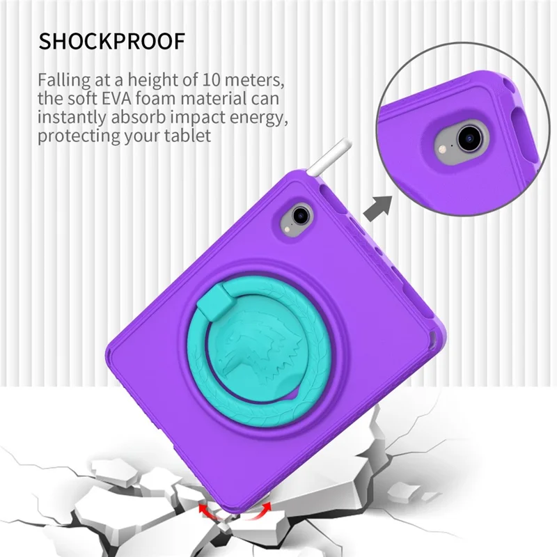 For iPad mini (2024) / mini (2021) Portable EVA Case with Shoulder Strap / Waterproof Screen Protector Shockproof Tablet Kickstand Case - Purple
