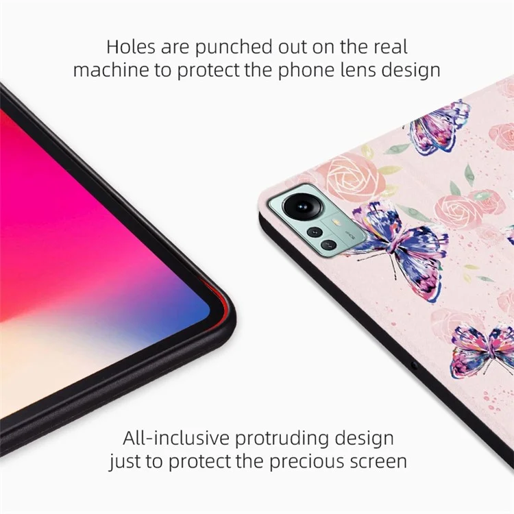 Для Xiaomi Pad 5 Pro 12,4 (2022). Защитный Корпус Против Скрещивания к Корпусу с Защитой Фолио-крышки с Подставкой с Подставкой с Подставкой - Роза Бабочка