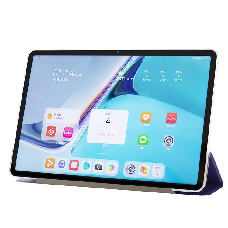 Für Huawei Matepad Pro 11 (2022) Seiden Textur Schutzhülle PU Leder Tri-fold Stand Folio Cover - Violett