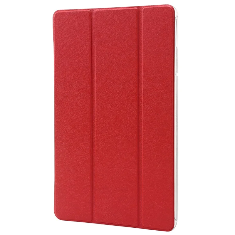 For Huawei MatePad Pro 11 (2022) Silk Texture Protective Case PU Leather Tri-fold Stand Folio Cover - Red