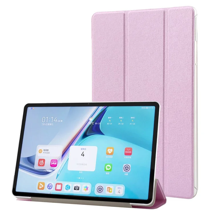 Für Huawei Matepad Pro 11 (2022) Seiden Textur Schutzhülle PU Leder Tri-fold Stand Folio Cover - Rosa