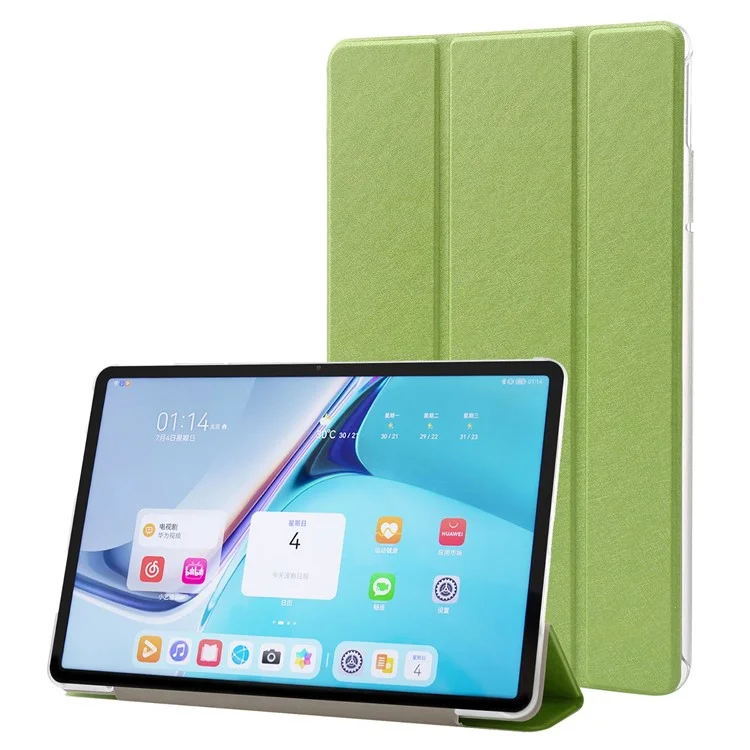 Pour Huawei Matepad Pro 11 (2022) Case de Protection de Texture en Soie pu Leather Tri Fold Stand Folio Cover - Vert