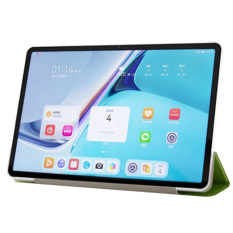 Pour Huawei Matepad Pro 11 (2022) Case de Protection de Texture en Soie pu Leather Tri Fold Stand Folio Cover - Vert