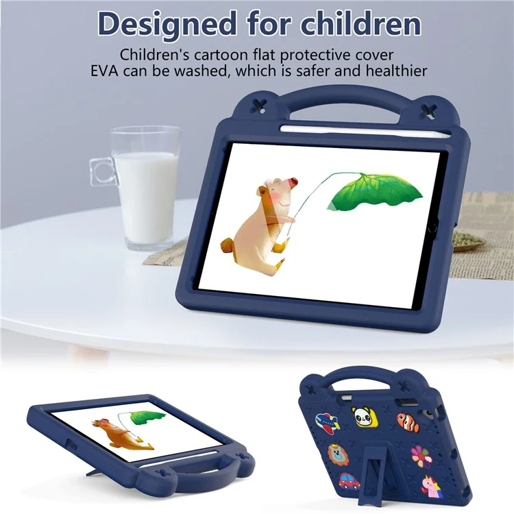 Para iPad Air 2 / Air (2013) / 9.7 pulgadas (2017) / (2018) Funda Protectora Anti-Arañazos EVA Funda Protectora Portátil con Soporte - Azul Marino