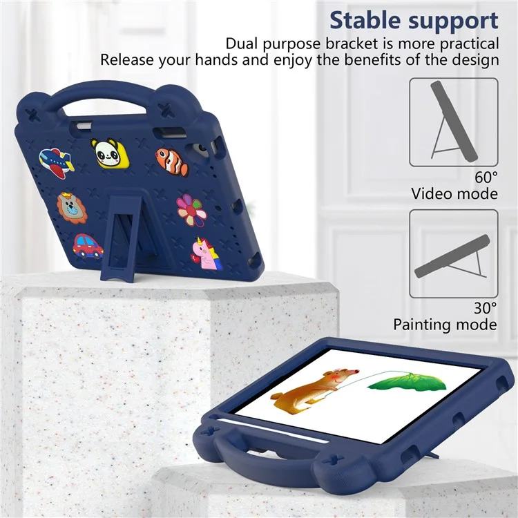 Para iPad Air 2 / Air (2013) / 9.7 pulgadas (2017) / (2018) Funda Protectora Anti-Arañazos EVA Funda Protectora Portátil con Soporte - Azul Marino