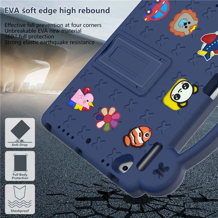 Para iPad Air 2 / Air (2013) / 9.7 pulgadas (2017) / (2018) Funda Protectora Anti-Arañazos EVA Funda Protectora Portátil con Soporte - Azul Marino