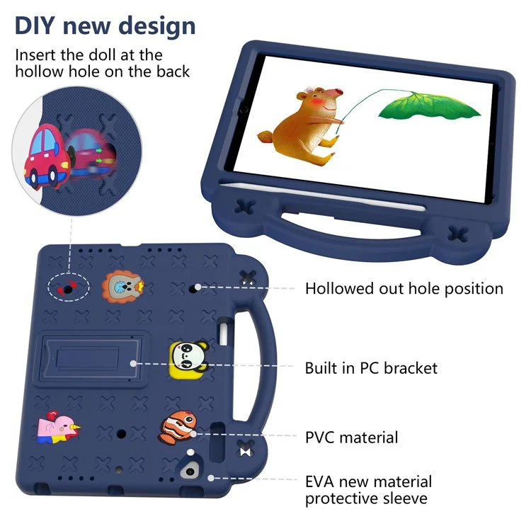 Para iPad Air 2 / Air (2013) / 9.7 pulgadas (2017) / (2018) Funda Protectora Anti-Arañazos EVA Funda Protectora Portátil con Soporte - Azul Marino