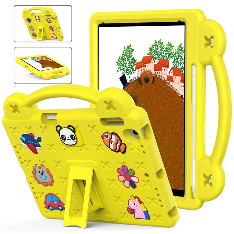 For iPad Air 2 / Air (2013)  /  9.7-inch (2017) / (2018) Anti-Scratch EVA Case Protective Tablet Cover Portable Case with Kickstand - Yellow