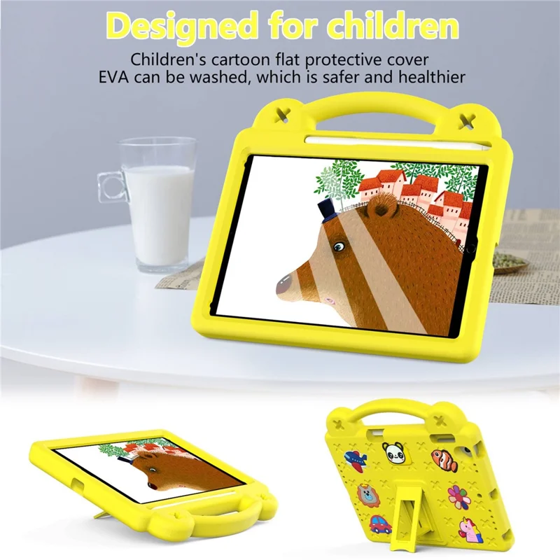 For iPad Air 2 / Air (2013)  /  9.7-inch (2017) / (2018) Anti-Scratch EVA Case Protective Tablet Cover Portable Case with Kickstand - Yellow