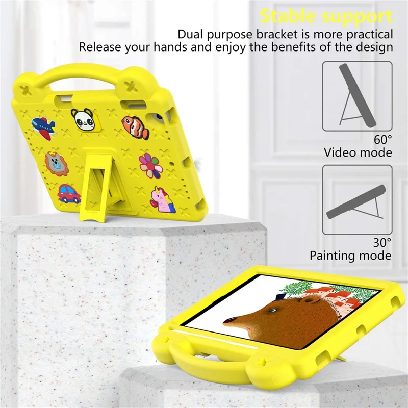 For iPad Air 2 / Air (2013)  /  9.7-inch (2017) / (2018) Anti-Scratch EVA Case Protective Tablet Cover Portable Case with Kickstand - Yellow