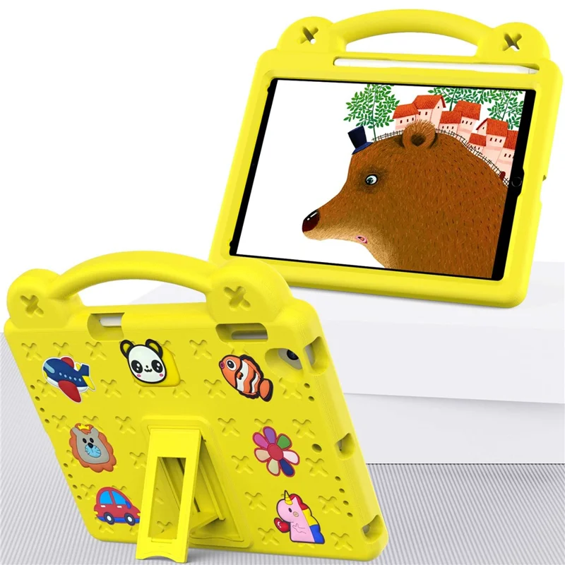 For iPad Air 2 / Air (2013)  /  9.7-inch (2017) / (2018) Anti-Scratch EVA Case Protective Tablet Cover Portable Case with Kickstand - Yellow