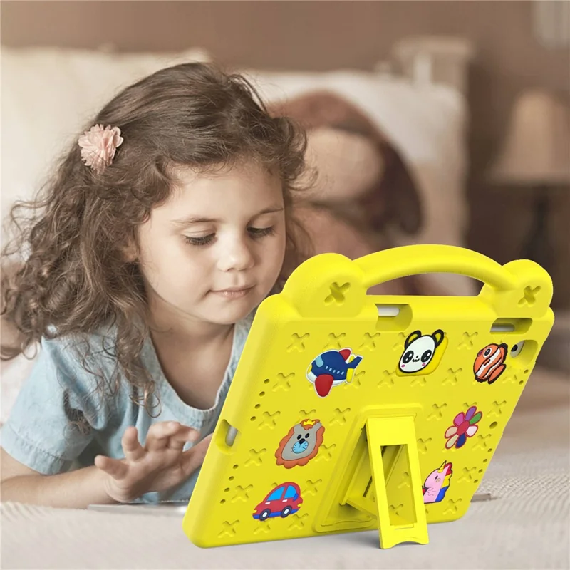 For iPad Air 2 / Air (2013)  /  9.7-inch (2017) / (2018) Anti-Scratch EVA Case Protective Tablet Cover Portable Case with Kickstand - Yellow