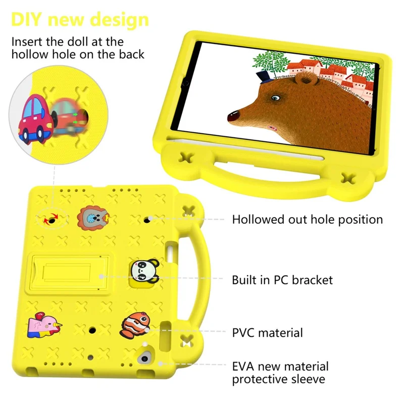 For iPad Air 2 / Air (2013)  /  9.7-inch (2017) / (2018) Anti-Scratch EVA Case Protective Tablet Cover Portable Case with Kickstand - Yellow