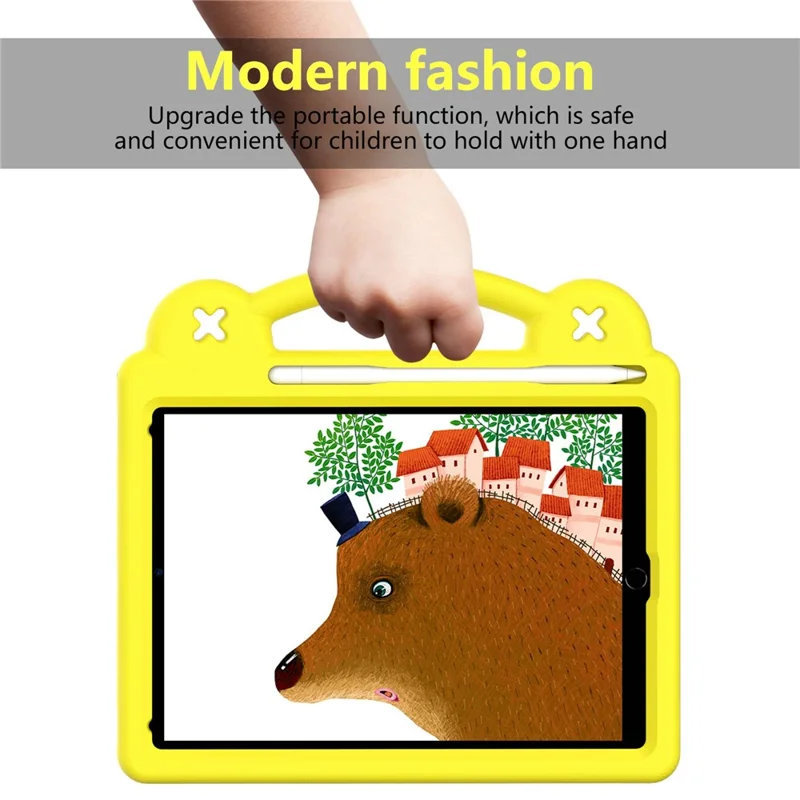 For iPad Air 2 / Air (2013)  /  9.7-inch (2017) / (2018) Anti-Scratch EVA Case Protective Tablet Cover Portable Case with Kickstand - Yellow