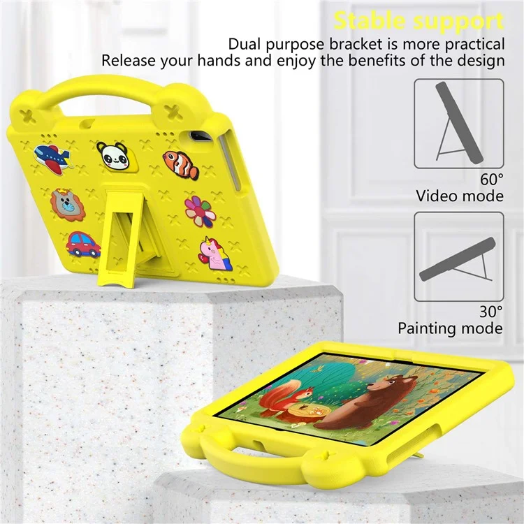 For Lenovo Yoga Tab5 YT-X705F 10.1 inch / Lenovo Tab M10 TB-X605F / TB-X505 / Huawei MediaPad T5 10.1 EVA Case Protective Tablet Cover Shockproof Case with Kickstand - Yellow