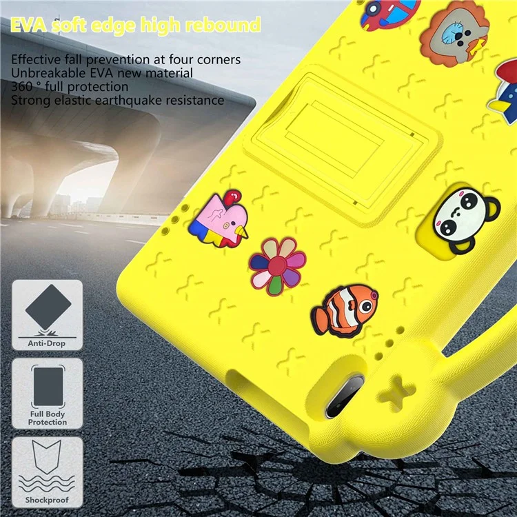 For Lenovo Yoga Tab5 YT-X705F 10.1 inch / Lenovo Tab M10 TB-X605F / TB-X505 / Huawei MediaPad T5 10.1 EVA Case Protective Tablet Cover Shockproof Case with Kickstand - Yellow