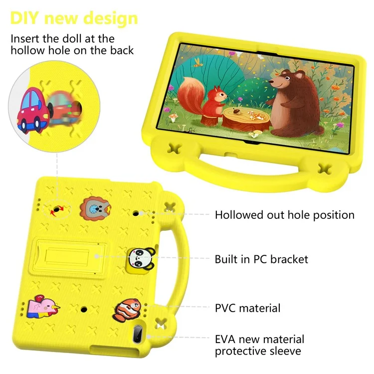 For Lenovo Yoga Tab5 YT-X705F 10.1 inch / Lenovo Tab M10 TB-X605F / TB-X505 / Huawei MediaPad T5 10.1 EVA Case Protective Tablet Cover Shockproof Case with Kickstand - Yellow