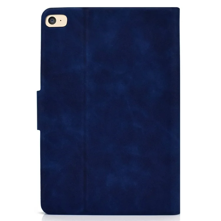 Para iPad mini (2019) 7,9 polegadas / iPad mini 4 / 3 / 2 / 1 Capa Protetora de Tablet de Couro PU com Textura de Vaca, Suporte e Porta-Cartões, Anti-Arranhões - Azul
