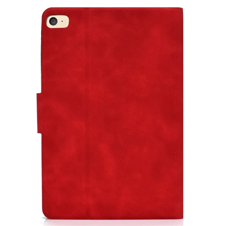 Para iPad mini (2019) 7.9 polegadas / iPad mini 4 / 3 / 2 / 1 Capa de Tablet de Couro Sintético com Textura de Couro Cru - Suporte para Cartão e Proteção Antirrisco - Vermelho