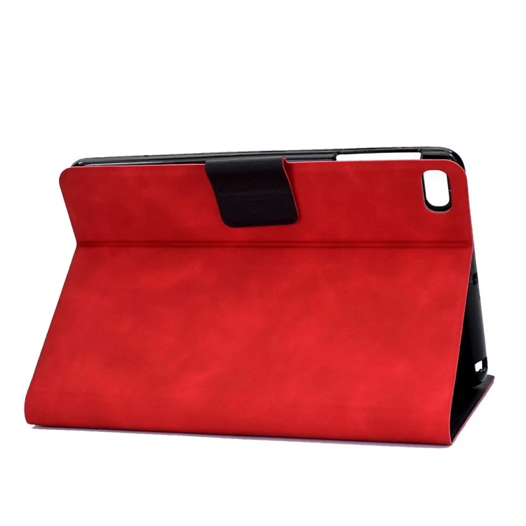Para iPad mini (2019) 7.9 polegadas / iPad mini 4 / 3 / 2 / 1 Capa de Tablet de Couro Sintético com Textura de Couro Cru - Suporte para Cartão e Proteção Antirrisco - Vermelho