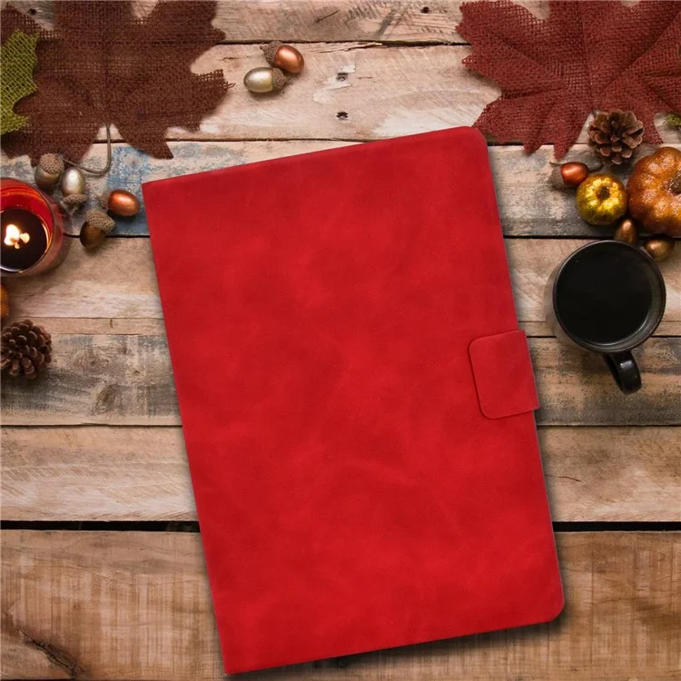 Para iPad mini (2019) 7.9 polegadas / iPad mini 4 / 3 / 2 / 1 Capa de Tablet de Couro Sintético com Textura de Couro Cru - Suporte para Cartão e Proteção Antirrisco - Vermelho