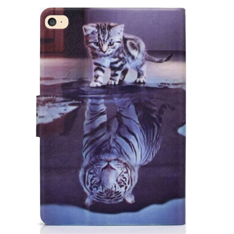 Pour iPad Mini 1 / 2 / 3 / 4 / mini (2019) 7.9 pouces Impression de motifs Étui rabattable magnétique en cuir PU avec support pliant et fentes pour cartes - Chat / Tigre