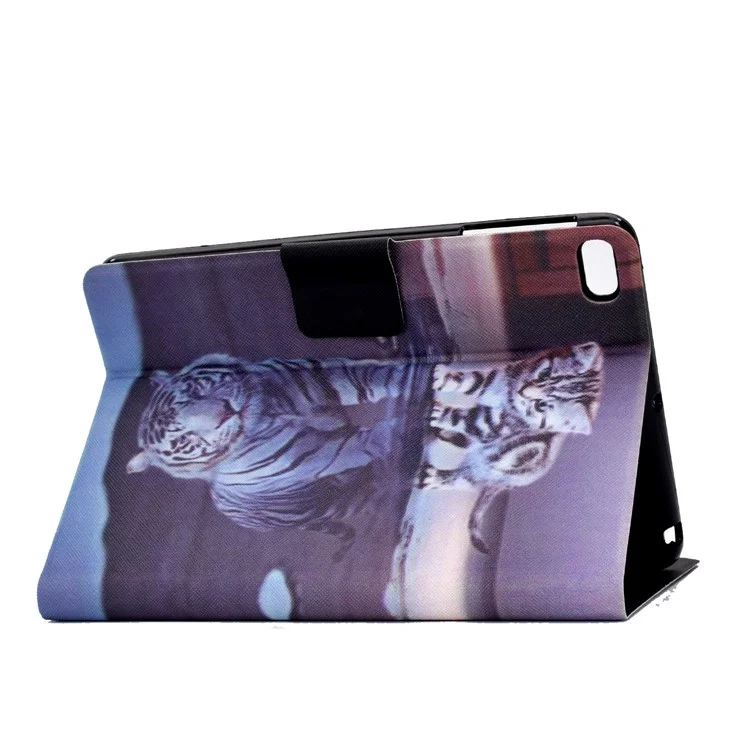 Pour iPad Mini 1 / 2 / 3 / 4 / mini (2019) 7.9 pouces Impression de motifs Étui rabattable magnétique en cuir PU avec support pliant et fentes pour cartes - Chat / Tigre