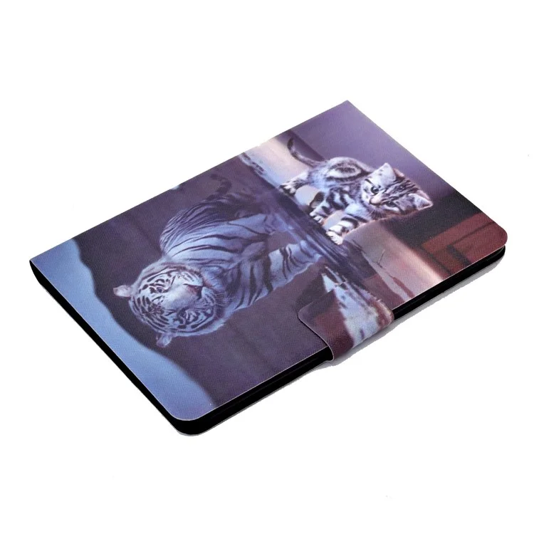 Pour iPad Mini 1 / 2 / 3 / 4 / mini (2019) 7.9 pouces Impression de motifs Étui rabattable magnétique en cuir PU avec support pliant et fentes pour cartes - Chat / Tigre