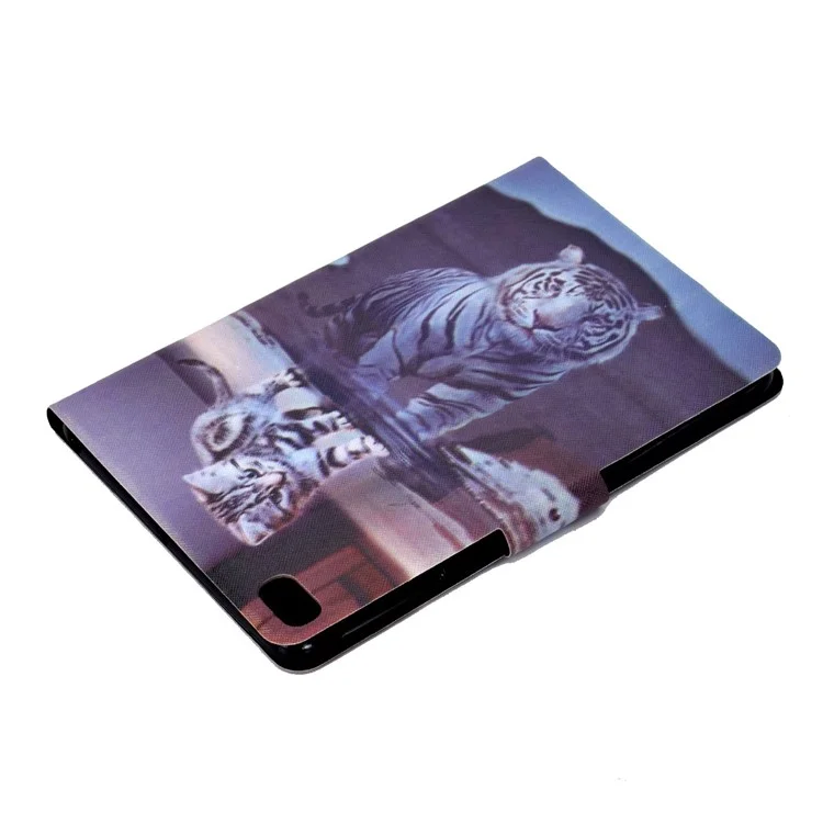 Pour iPad Mini 1 / 2 / 3 / 4 / mini (2019) 7.9 pouces Impression de motifs Étui rabattable magnétique en cuir PU avec support pliant et fentes pour cartes - Chat / Tigre
