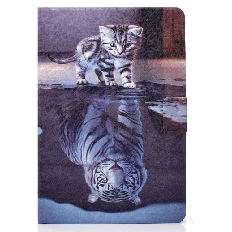 Pour iPad Mini 1 / 2 / 3 / 4 / mini (2019) 7.9 pouces Impression de motifs Étui rabattable magnétique en cuir PU avec support pliant et fentes pour cartes - Chat / Tigre