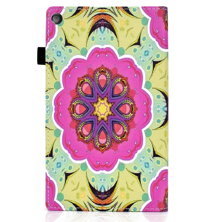 For Amazon Fire HD 8 (2016) / (2017) / (2018) Elastic Band Closure Drop-proof Tablet Stand Case Pattern Printing Card Slots Design PU Leather Cover - Pink Flower