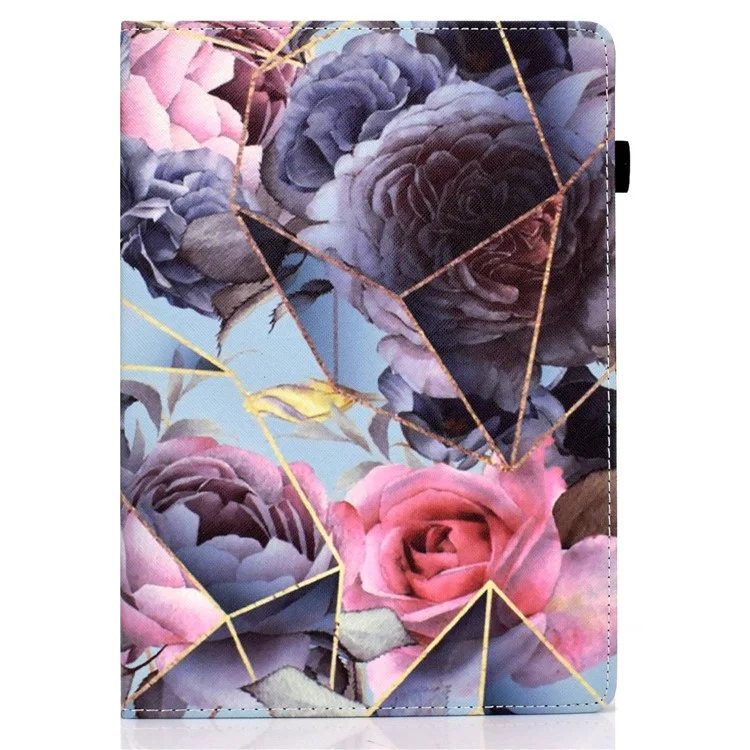 For Amazon Fire HD 8 (2016) / (2017) / (2018) Elastic Band Closure Drop-proof Tablet Stand Case Pattern Printing Card Slots Design PU Leather Cover - Pink Rose